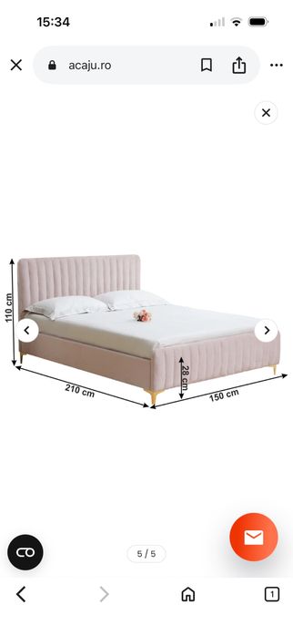 Pat 2 persoane  140/200 ca nou