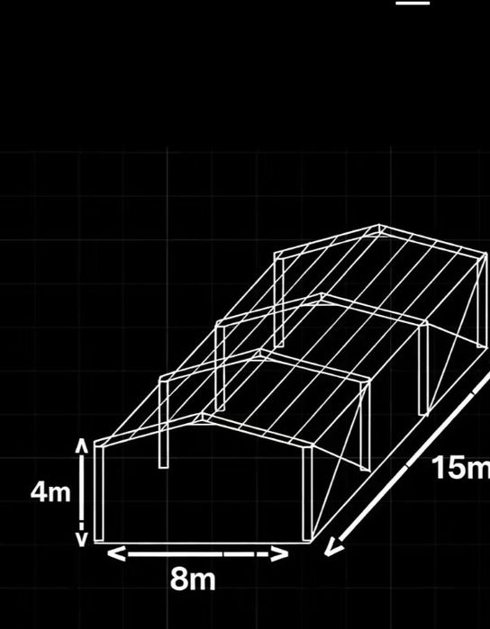 Vand hală metalică 10 m lățime cu 20 lungime 4 m la streașină de pe st