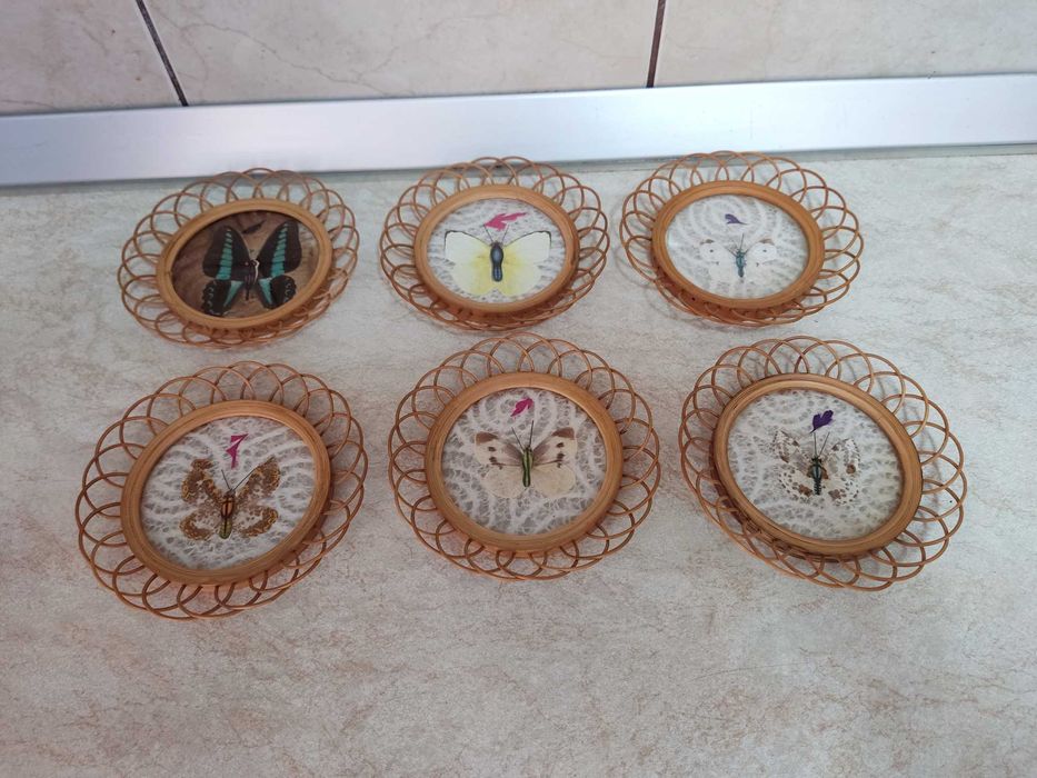 Set 6 suporti pentru pahare cu fluturi