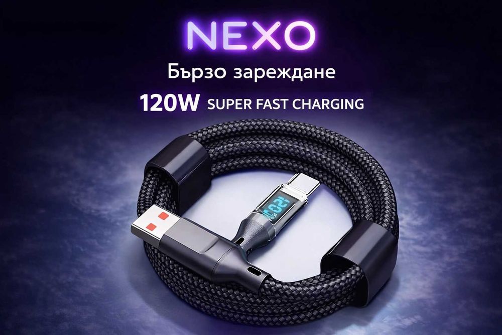 120W Fast Charge Кабел с дисплей  USB-C PD / QC