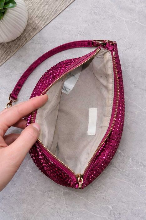 дамска чанта с камъни циклама цикламена фуксия H&M лимитирана серия