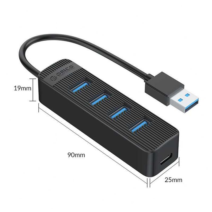 Hub USB cu 4 porturi USB 3.0 pentru PC laptop, port USB-C, 15cm