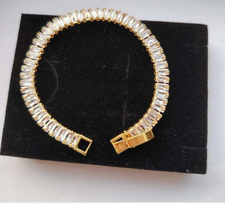 Brățara Tennis argint suflată cu aur de 18kt