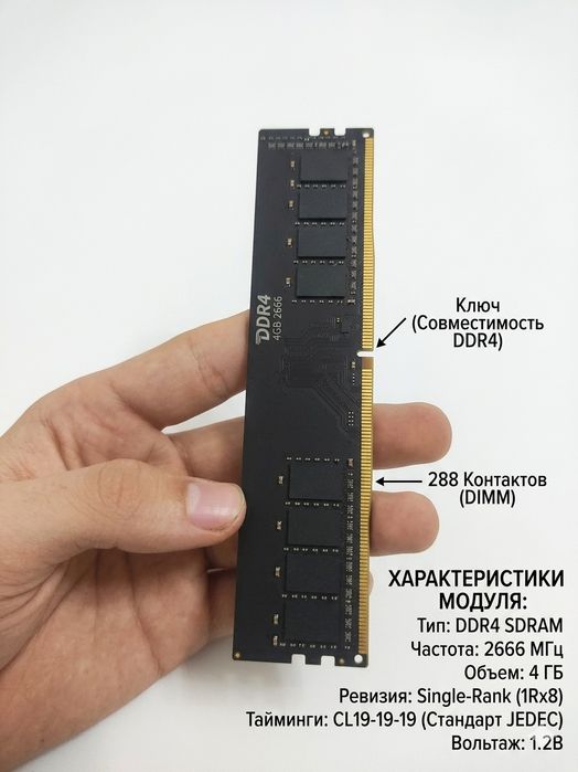 Оперативная память 4GB DDR4 2666MHz (Для ПК)