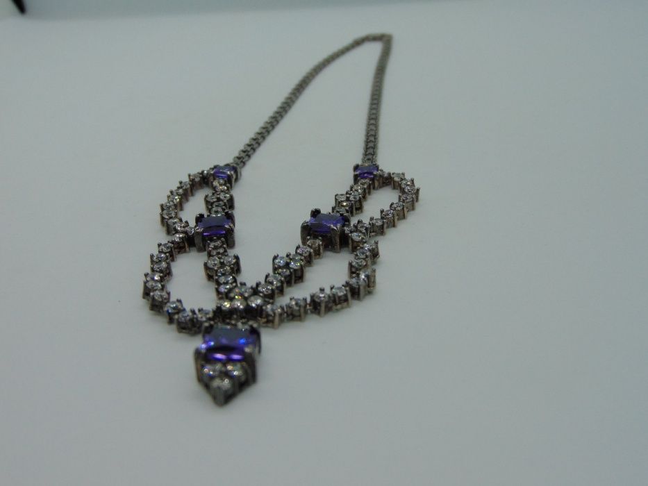 Elegant colier din argint cu zirconiu si ametist