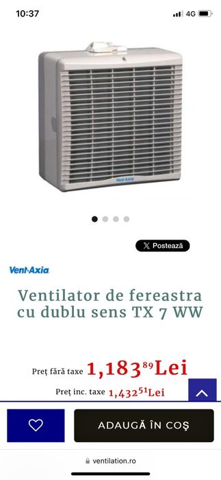 Ventilator fereastra cu dublu sens,nou,model TX7 WW