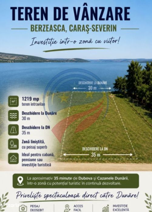 Teren Premium în Berzasca - Front la Dunăre + DN57 - De vanzare