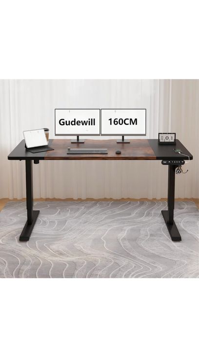 Birou reglabil electric pe inaltime 160cm latime nou la cutie MDF otel