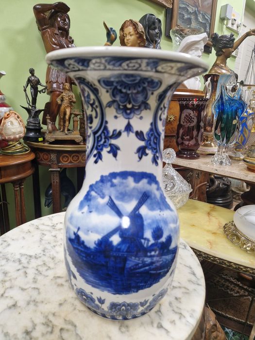 Стара рядка уникална антикварна холандска ваза Delft 19 век