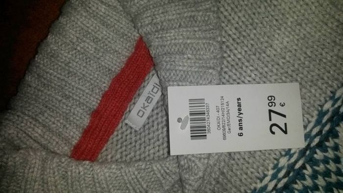 W3: Pulover Okaidi Italia, gros, ideal pentru iarna, 6 ani, 116 cm