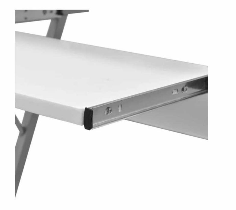 Бюро за компютър с изтеглящ плот за клавиатура, бяло