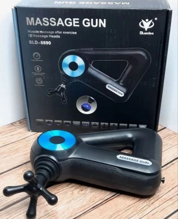 Ударный массажер Massage Gun Sk-8890 массажный пистолет c 12 насадками