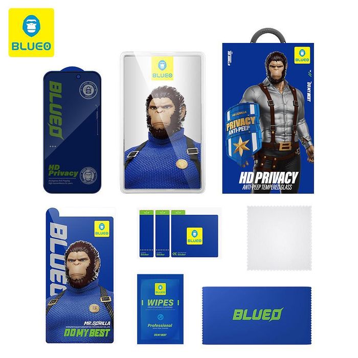 Blueo mr.monkey 2.5d silk full cover glass privacy anti-peep transpare