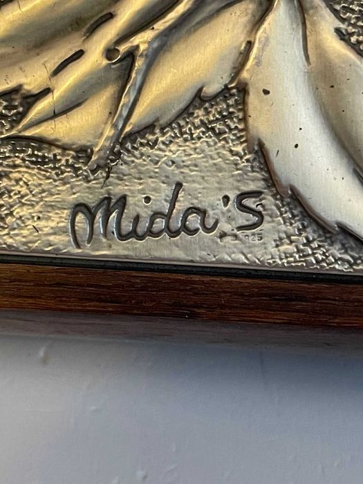 CUTIE BIJUTERII LEMN Nuc + ARGINT 925 - MIDAS - Caseta - Vintage !