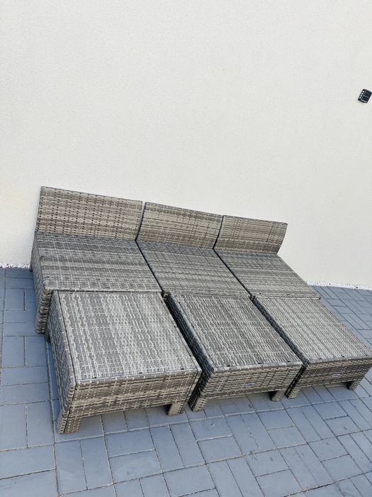 vidaXL Canapea/mobilier de grădină, cu perne, gri, poliratan