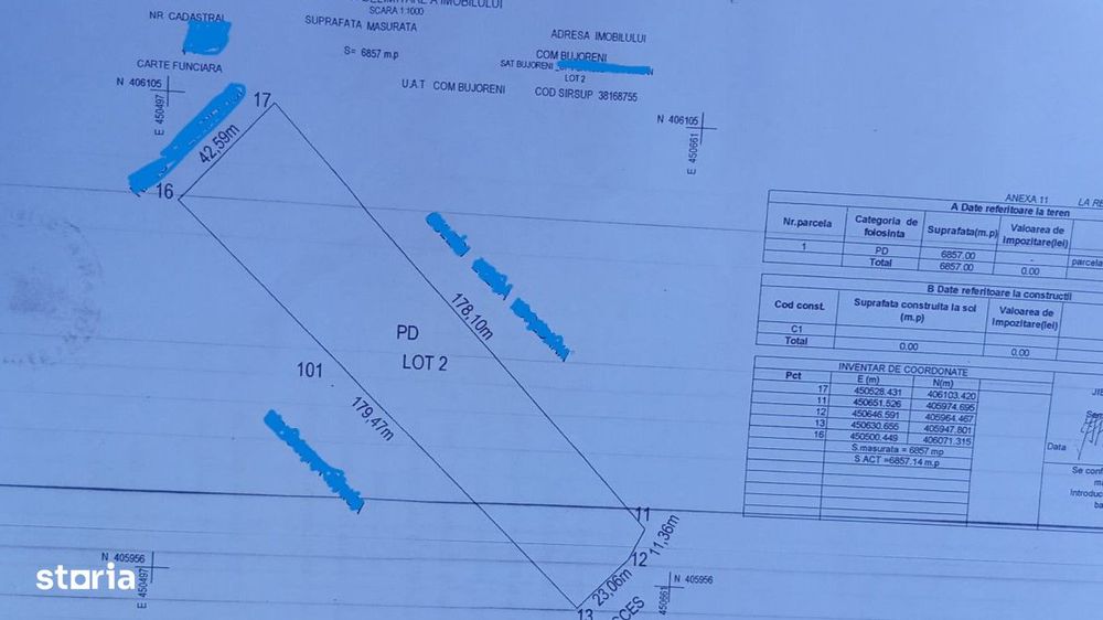 Teren Padure 6857 mp. intravilan Com Bujoreni-Valcea