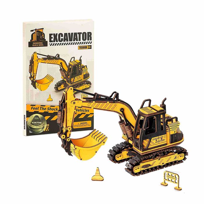 Puzzle 3D din lemn, Excavator, 395 piese