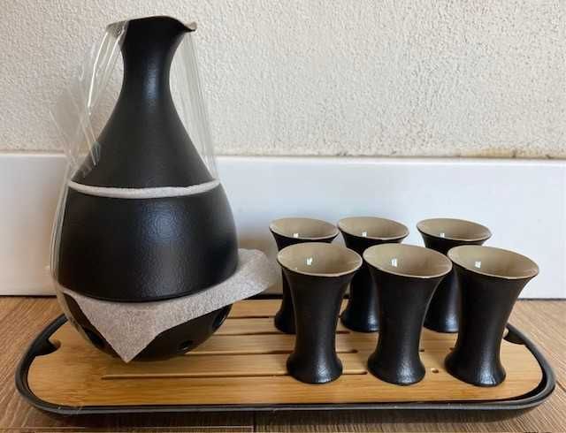 Set sake Teanagoo 10 piese - carafa + 6 cesti + tava bambus, nou