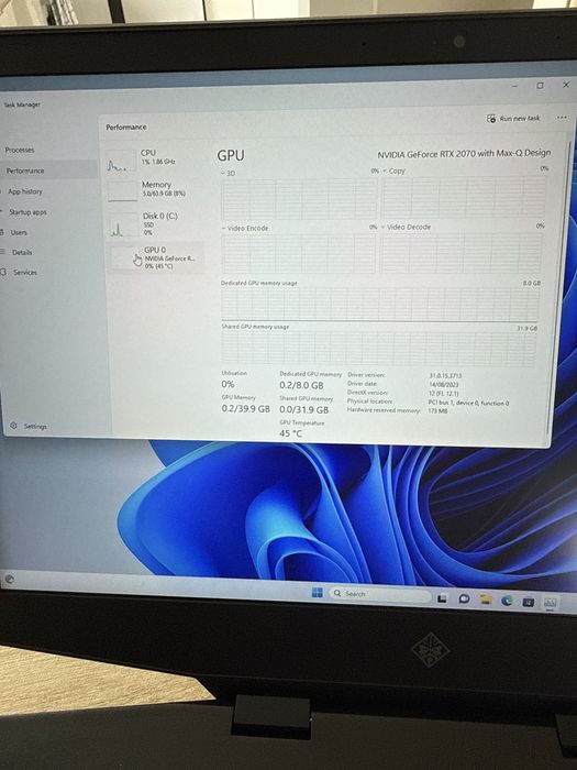 Laptop Gaming HP OMEN 15-dh0007na | i7-9750H | RTX 2070 8GB | 64GB RAM | SSD 1TB | 240Hz