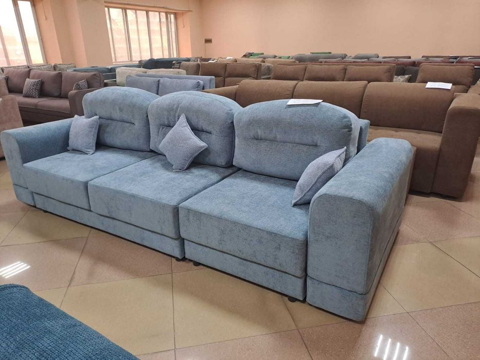 Сероголубой диван угловой без угла