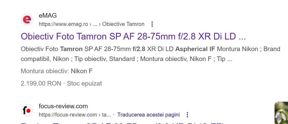 Obiectiv TAMRON 28-75mm f 2.8 XR Di LD Aspherical IF Macro - Nikon