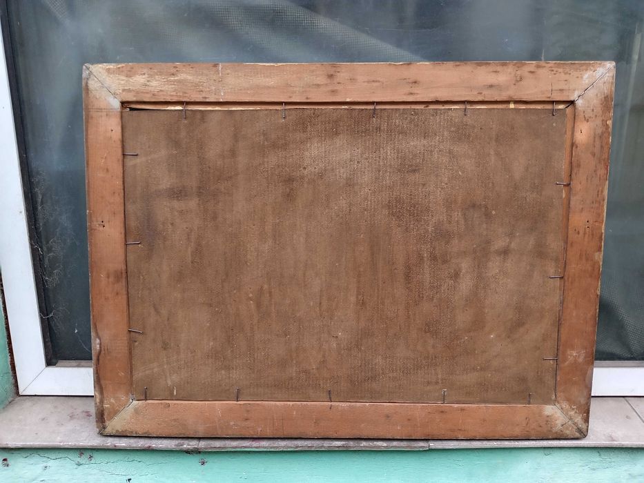 Tablou vechi - plimbare pe malul raului - semnat Paul Verona