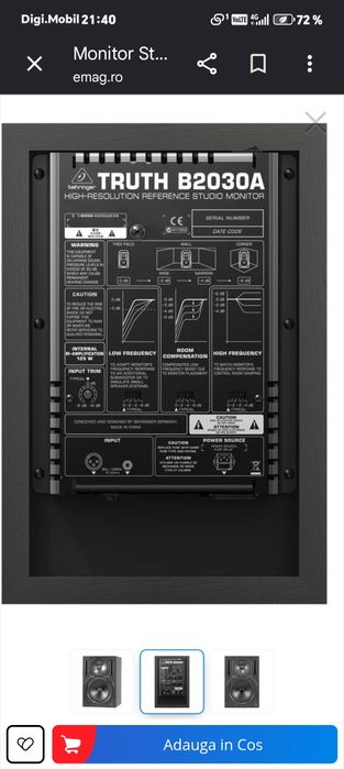 Monitoare Studio BEHRINGER Truth B2030A