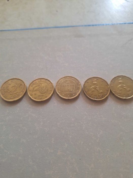 Монети,20 евро цента с дефекни (дпълнително метал)