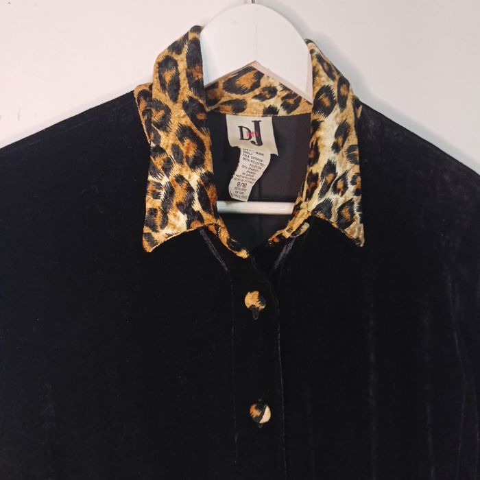 Rochie Vintage DJ din Catifea Neagră și detayAnimal Print – Mărimea M