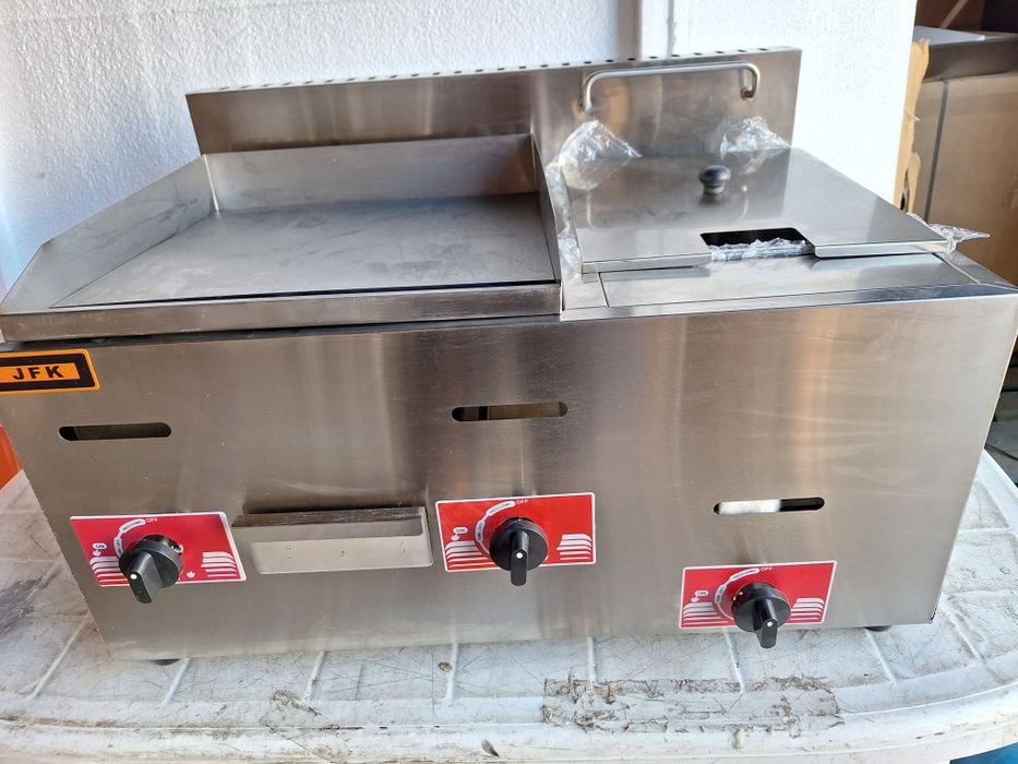 Газов фритюрник + скара гладка 2 в 1 дюнер,котлон