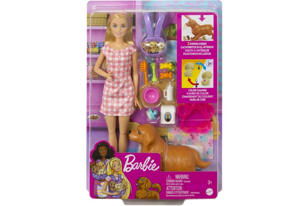 [из США] Кукла Barbie с собакой и щенками