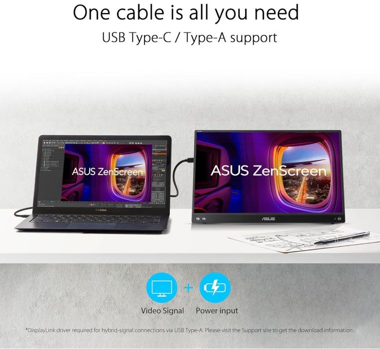 Monitor portabil USB 15.6" ASUS ZenScreen MB16ACV + stand (ca nou)