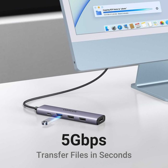 UGREEN USB-C Hub 5-in-1 | HDMI 4K | 100W PD | Yangi