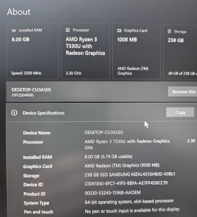 Lenovo Thinkpad L13 Gen 4 Ryzen 7330U Ultraportabil doar 1.2 Kg (Diagnoza Auto)