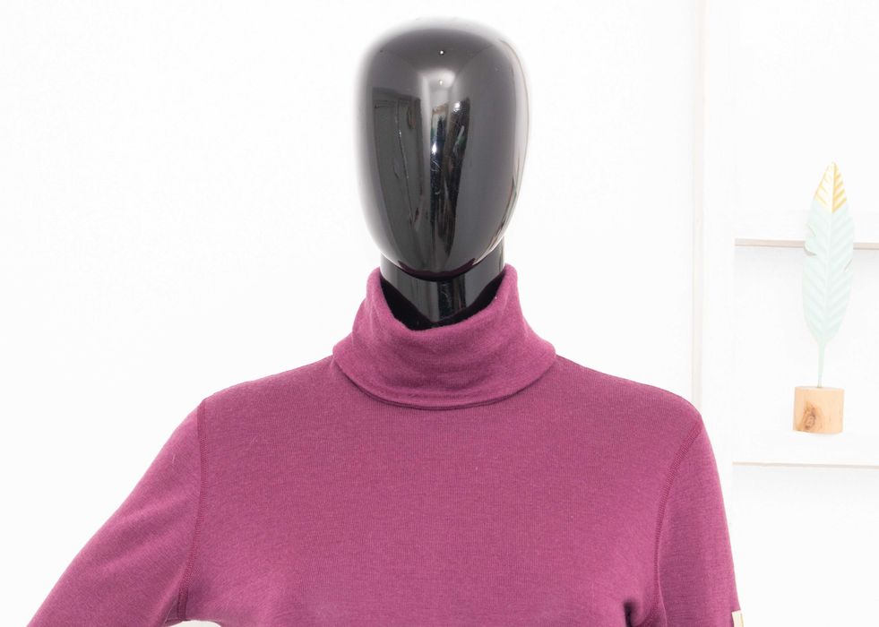 Janus блуза дамска от мериносна вълна лилава поло яка термо бельо L