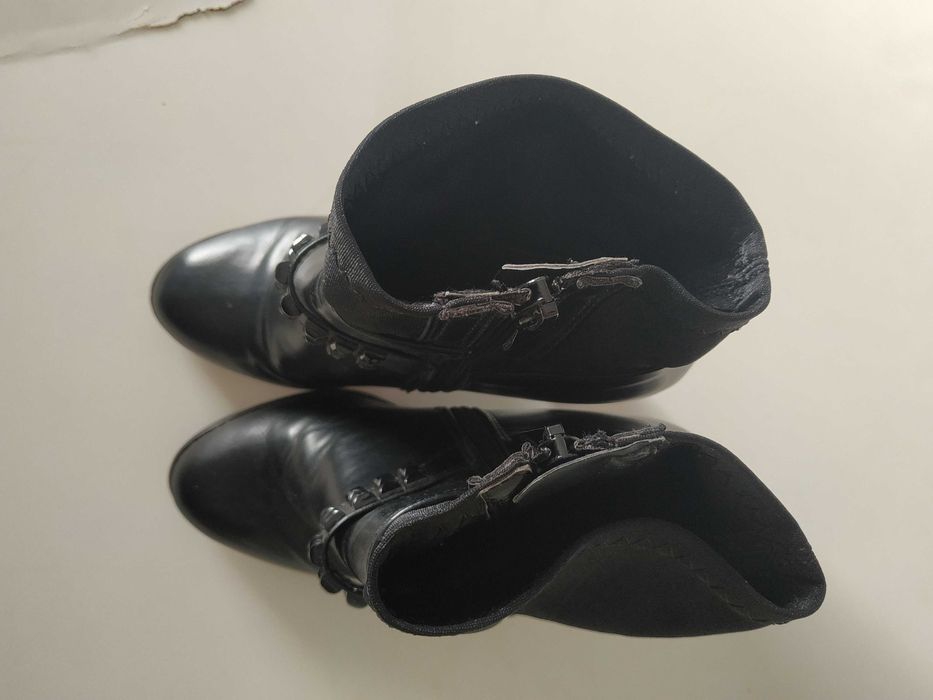 Botine dama cu fermoar Nr. 38, negri, ghete dama, piele ecologica