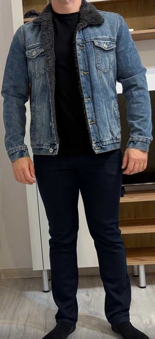 Geacă de blugi îmblănită Colin's bărbați, Regular Fit, mărimea M