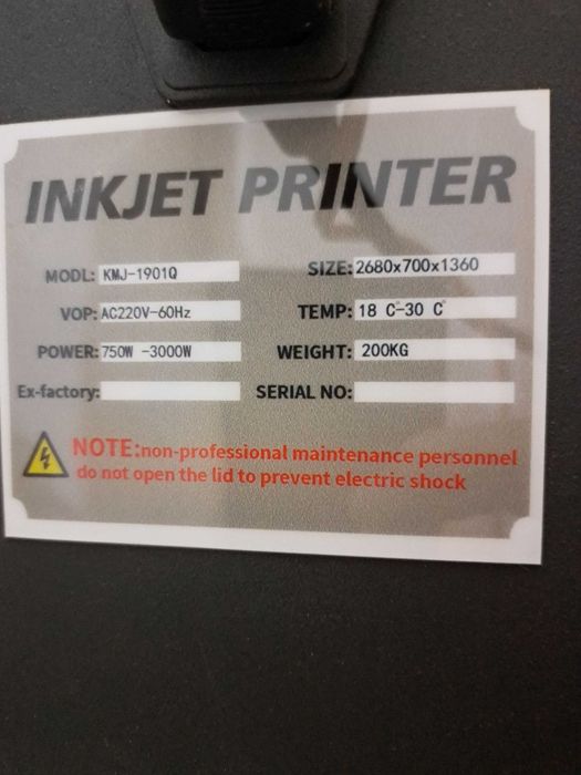 Широкоформатный Экосольвентный принтер Inkjet KMJ - 1901Q.