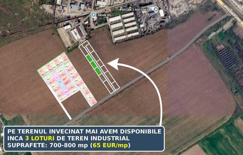 Loturi Teren Industrial Hale Bragadiru – 700m de Centura București – De la 65€/mp