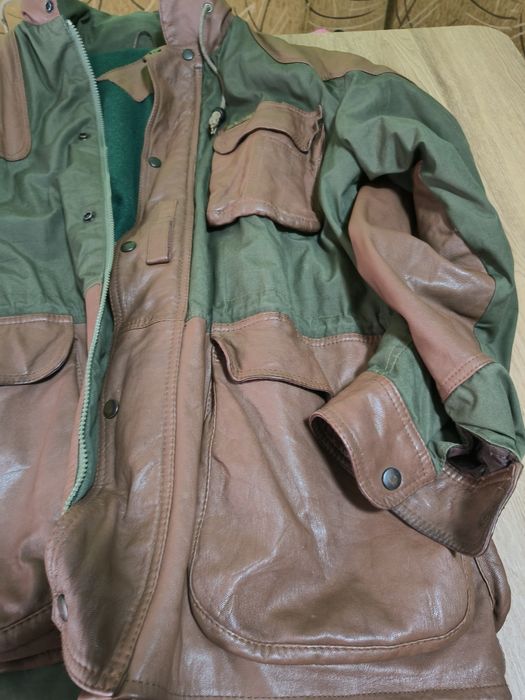 Ловна шуба естествена кожа и плат