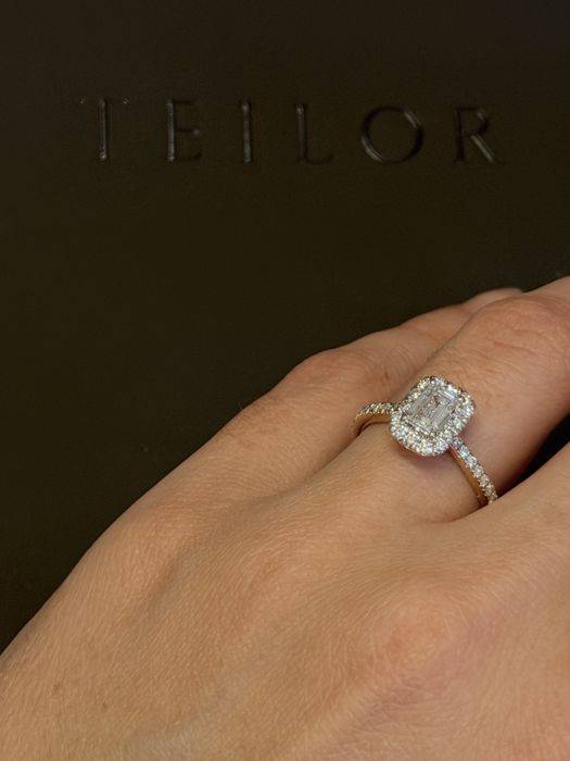 Inel logodnă Teilor diamant emerald 1.18ct aur 14K | certificat IGI
