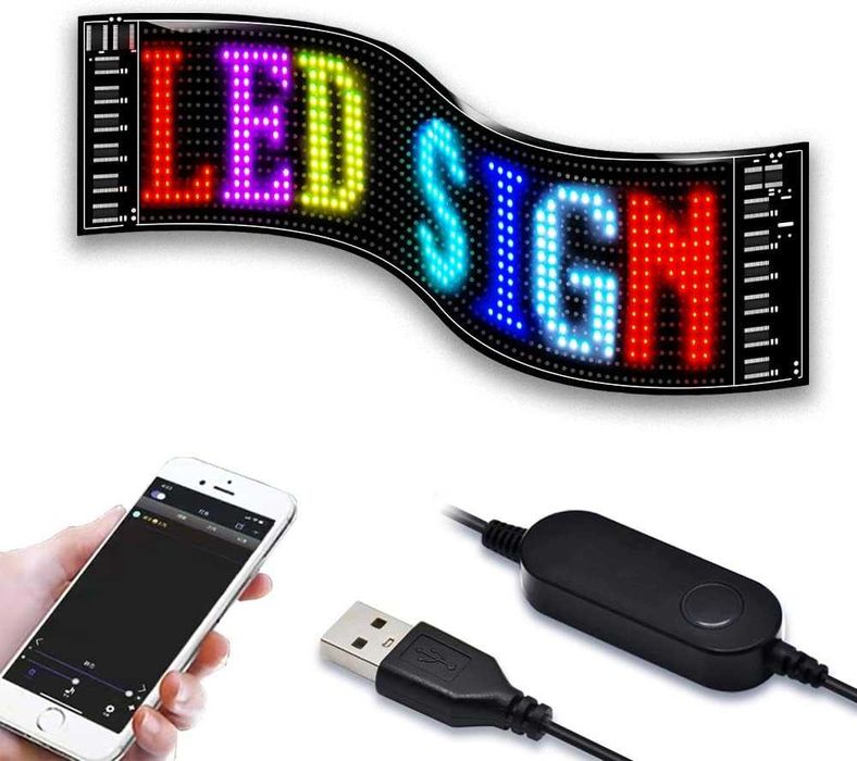 LED матричен панел Bluetooth APP Control USB 5V гъвкав LED екран превъртащ се текстов шаблон