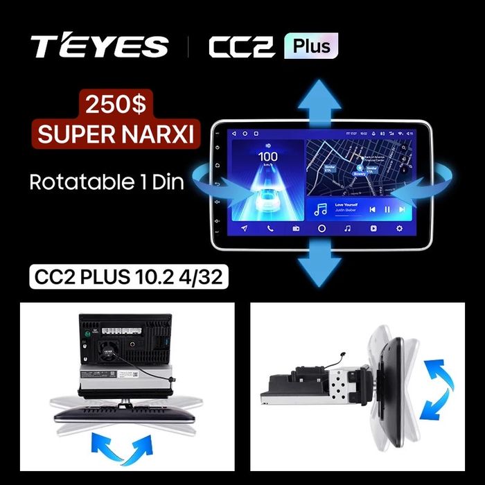 Новинка от Teyes врощающийся монитор CC2 Plus 4/32 10.2 дйюм
