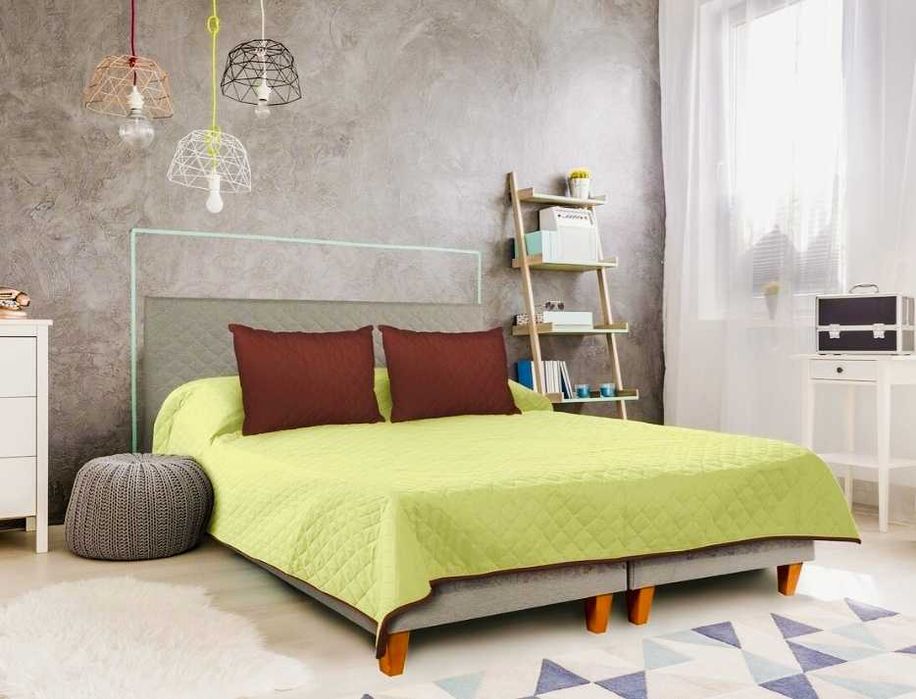 Cuvertura matlasata 2 fete maro/ verde 210x220