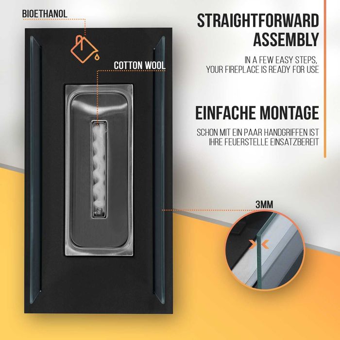 Камина на биоетанол настолна стъклени стени 35x18.2x14.6 см ПРОМОЦИЯ