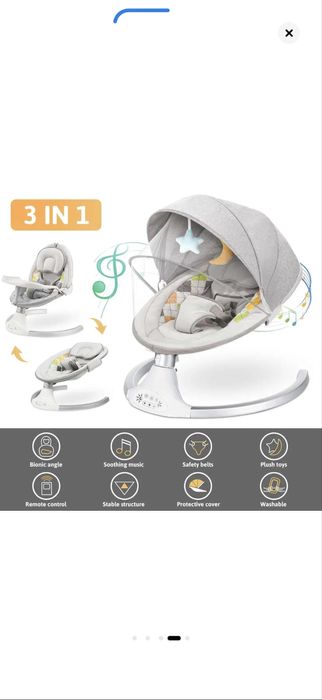 Leagăn electric EvoSmart BB06, multifuncțional bebe, 5 viteze