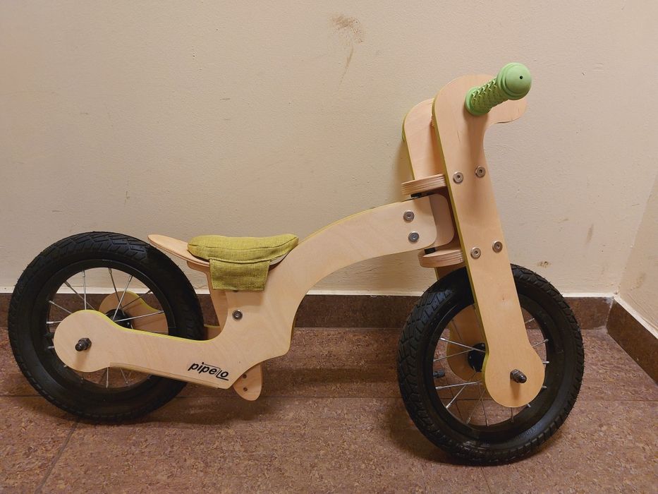 Дървено колело за баланс модел " Голямо Лили" - зелено