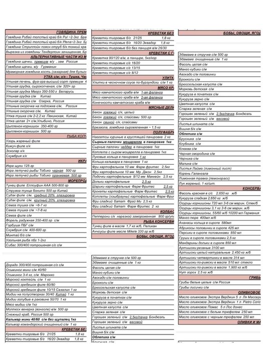 Продукты питания для ресторанов