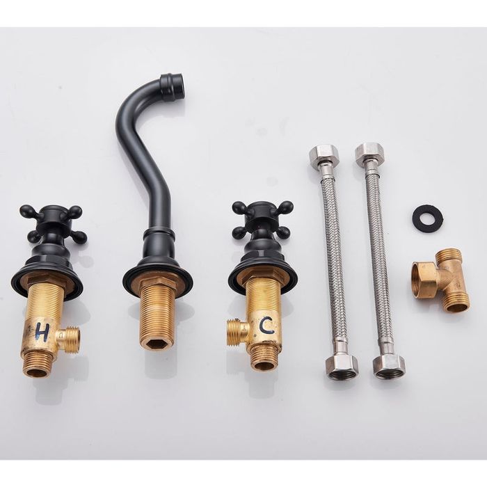 Baterie  lavoar cu montare in perete, culoare negru