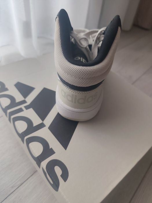 Pantofi sport mid-high din piele ecologica Hoops3.0, Alb, Negru stins,